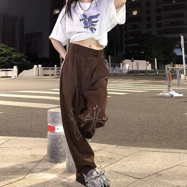 cross drill straight high waist womens pants trousers goth jump street wear y2k spring and autumn plus size casual, Black;white
cross drill straight high waist womens pants trousers goth jump street wear y2k spring and autumn plus size casual, Black;white
