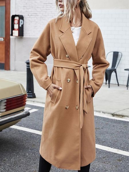 women's wool & blends autumn women turndown collar long cotton coat belt spring streetwear female khaki loose fashion outwear lady, Black
women's wool & blends autumn women turndown collar long cotton coat belt spring streetwear female khaki loose fashion outwear lady, Black