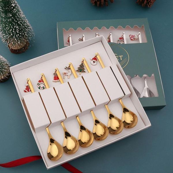 spoons 4/6pcs christmas spoon set creative stainless steel tableware coffee stirring with xmas year gift box dessert
spoons 4/6pcs christmas spoon set creative stainless steel tableware coffee stirring with xmas year gift box dessert
