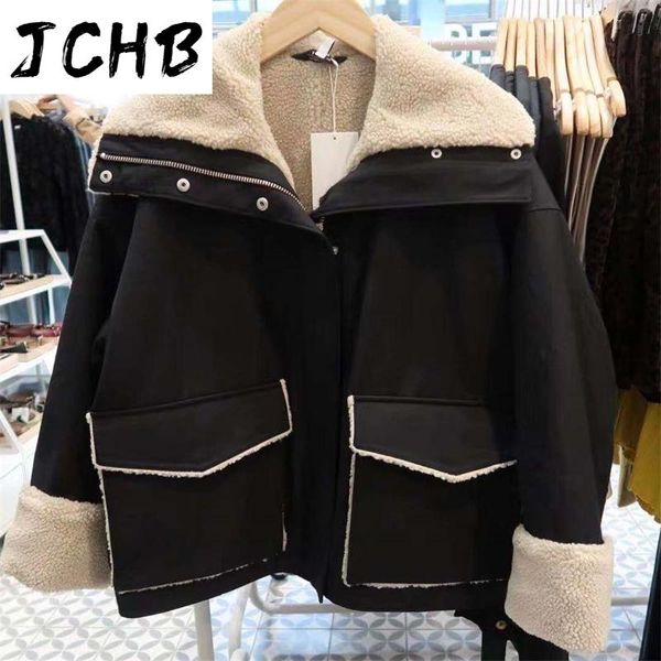 jchb new autumn and winter fashion casual long sleeve solid color lamb wool short style loose thickened coat woman sg206, Black;brown
jchb new autumn and winter fashion casual long sleeve solid color lamb wool short style loose thickened coat woman sg206, Black;brown