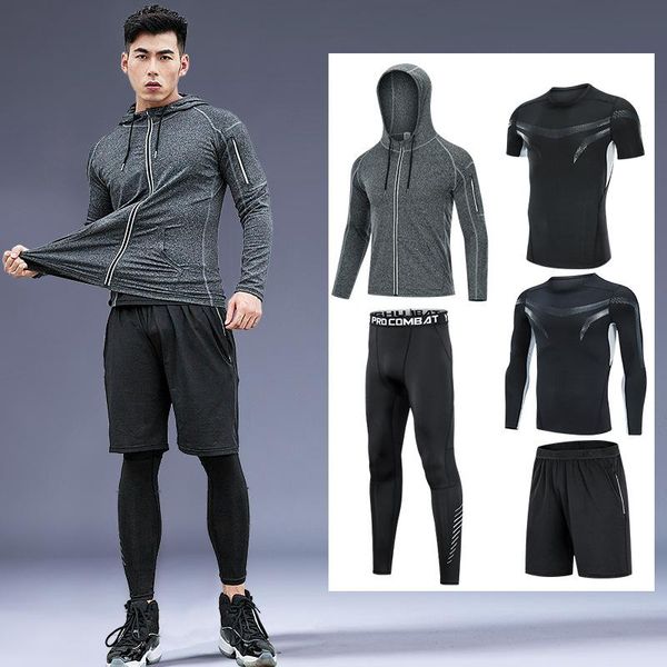running sets men's sportswear jogging kits 2021 tracksuit compression clothes gym fitness training sport suit athletic workout tights, Black;blue
running sets men's sportswear jogging kits 2021 tracksuit compression clothes gym fitness training sport suit athletic workout tights, Black;blue