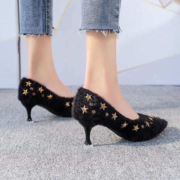 dress shoes 2021 women's fashion suede bling pointed stilettos casual shallow pumps concise elegant high-heeled u28-16, Black
dress shoes 2021 women's fashion suede bling pointed stilettos casual shallow pumps concise elegant high-heeled u28-16, Black