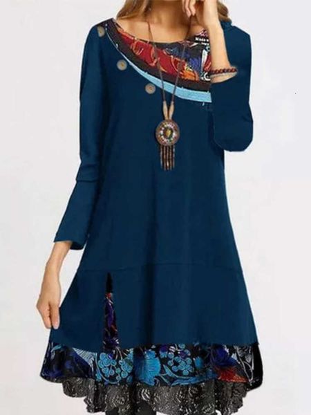 fashion dresses women's casual print loose long sve round neck jumpsuit, Black;gray