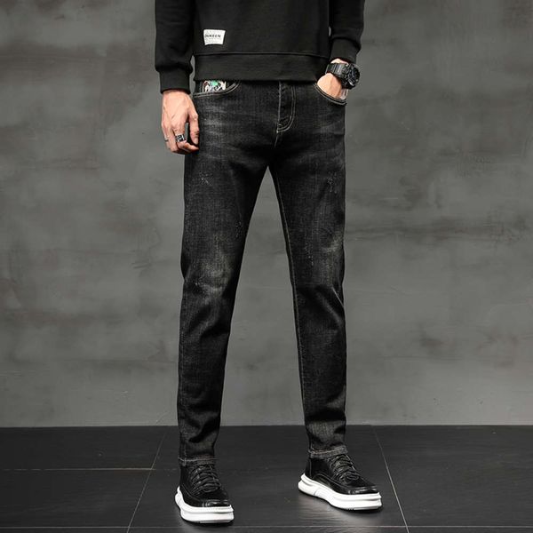 brand autumn and winter jeans black versatile elastic slim simple korean men's small foot casual pants fashion, Blue
brand autumn and winter jeans black versatile elastic slim simple korean men's small foot casual pants fashion, Blue