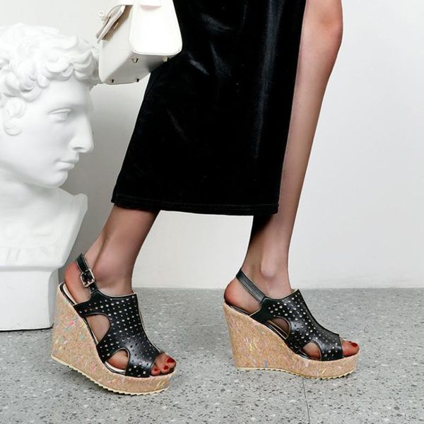 12cm high wedges heels sandals women quality pu leather cut hollow out peep open toe sandals slingback buckled strap shoes, Black
12cm high wedges heels sandals women quality pu leather cut hollow out peep open toe sandals slingback buckled strap shoes, Black