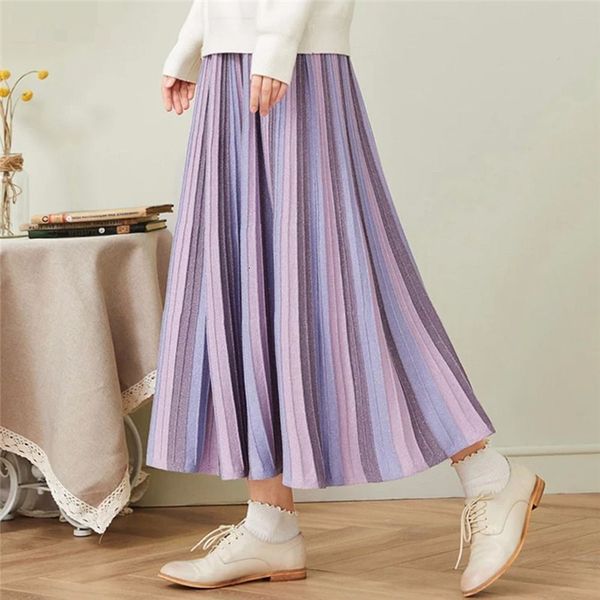 2021 elegant pink purple high waist pleated women knitted chic long fashion casual splice a-line students midi skirt x17u, Black
2021 elegant pink purple high waist pleated women knitted chic long fashion casual splice a-line students midi skirt x17u, Black