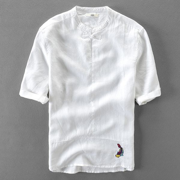 2021 new designer embroidery linen shirts short sleeve summer men loose breathable flax mens shirt fashion male camisa ewgy, White
2021 new designer embroidery linen shirts short sleeve summer men loose breathable flax mens shirt fashion male camisa ewgy, White