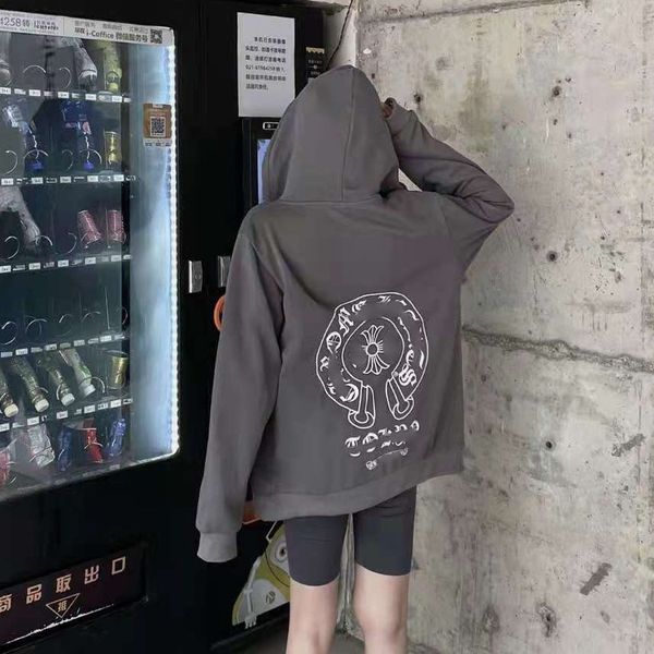 high version tide + horseshoe letter printing long sleeve hooded metal zipper men's and women's sweater cardigan, Black
high version tide + horseshoe letter printing long sleeve hooded metal zipper men's and women's sweater cardigan, Black