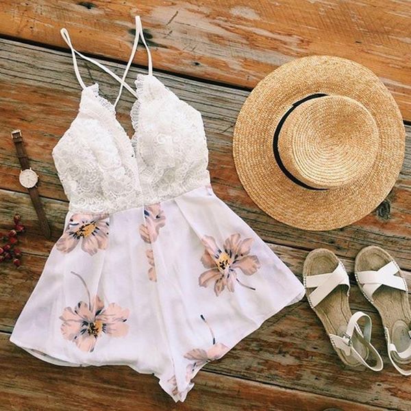 women's jumpsuits & rompers summer women jumpsuit deep v neck sleeveless lace patchwork playsuit backless shorts yaa99, Black;white
women's jumpsuits & rompers summer women jumpsuit deep v neck sleeveless lace patchwork playsuit backless shorts yaa99, Black;white