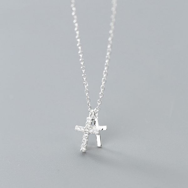 simple design pure 925 sterling silver charm two cross pendant necklace stylish chain statement for women necklaces
simple design pure 925 sterling silver charm two cross pendant necklace stylish chain statement for women necklaces