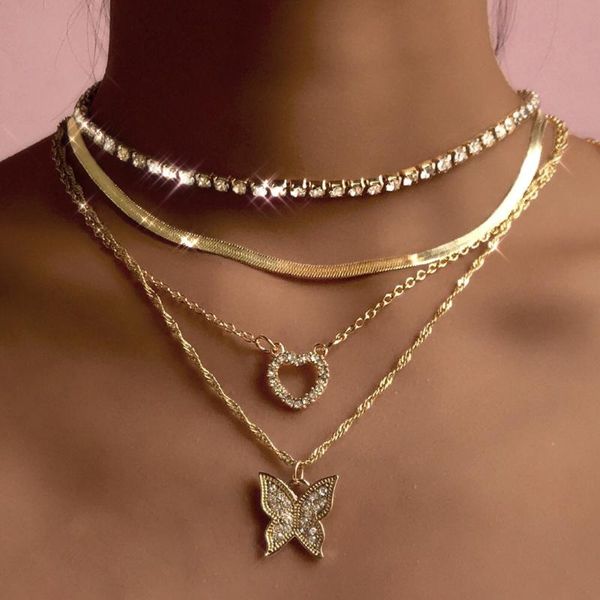 chains multilayer gold silver color flat snake choker necklaces for women bling crystal butterfly hollow heart pendant necklace jewelry
chains multilayer gold silver color flat snake choker necklaces for women bling crystal butterfly hollow heart pendant necklace jewelry