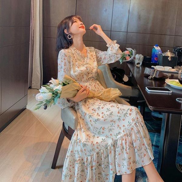 casual dresses women's spring and summer style small fresh floral v-neck temperament mid-length long-sleeved waist slimming dress women, Black;gray
casual dresses women's spring and summer style small fresh floral v-neck temperament mid-length long-sleeved waist slimming dress women, Black;gray