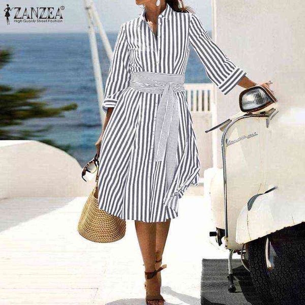womens fashion striped print dresses autumn lapel midi shirt dress zanzea elegant ol holiday vestidos lady chic long sleeve robe y220214, Black;gray
womens fashion striped print dresses autumn lapel midi shirt dress zanzea elegant ol holiday vestidos lady chic long sleeve robe y220214, Black;gray