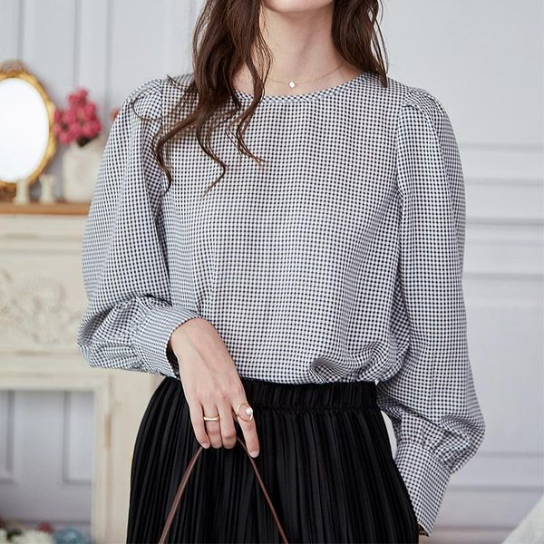 women's blouses & shirts 2021 spring plaid print elegant for women vintage blouse long sleeve office ladies shirt casual arrival, White
women's blouses & shirts 2021 spring plaid print elegant for women vintage blouse long sleeve office ladies shirt casual arrival, White