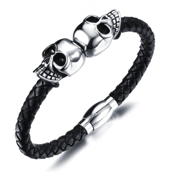 tennis punk rock mens black leather bracelets gothic skull stainless steel skeleton pulseiras masculinas, Golden;silver
tennis punk rock mens black leather bracelets gothic skull stainless steel skeleton pulseiras masculinas, Golden;silver