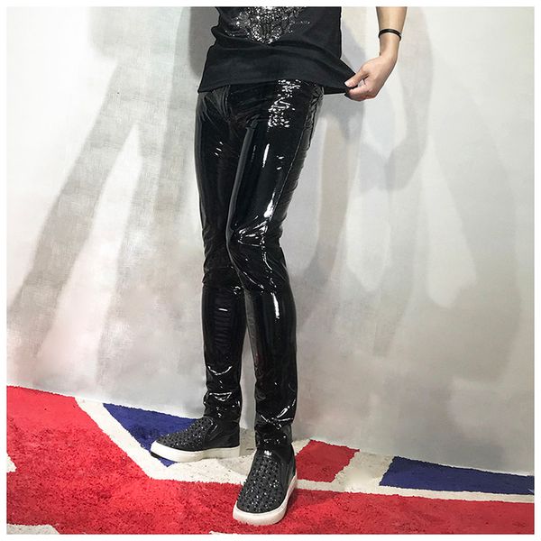 men black leather motorcycle pants tide fashion rock hip hop singer dancer stretch pu trousers slim fit pu size red stage wear, Black;red
men black leather motorcycle pants tide fashion rock hip hop singer dancer stretch pu trousers slim fit pu size red stage wear, Black;red