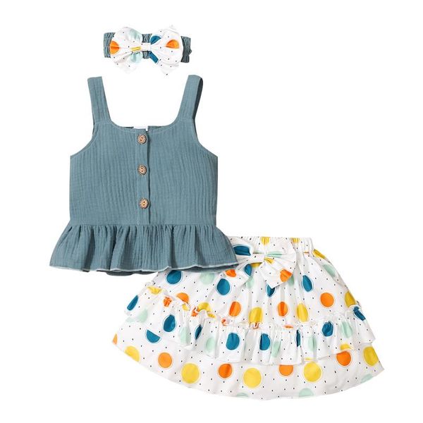 clothing sets born baby girl clothes solid color sleeveless ruffle vest polka dots printed pattern multiple-layer skirt headband summer set, White
clothing sets born baby girl clothes solid color sleeveless ruffle vest polka dots printed pattern multiple-layer skirt headband summer set, White