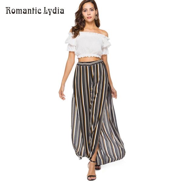 women's pants & capris summer women chiffon casual loose high split striped long beachwear, Black;white
women's pants & capris summer women chiffon casual loose high split striped long beachwear, Black;white