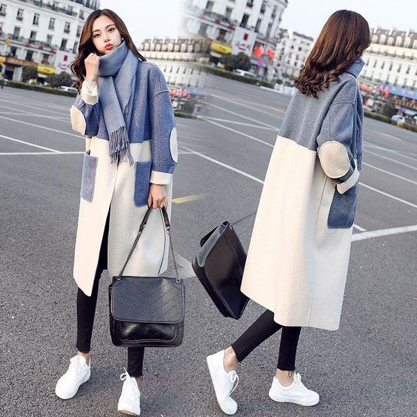 women's wool & blends stitching design pockets long outerwear women casual open stitch winter warm woolen coat cotton long-sleeve lapel, Black
women's wool & blends stitching design pockets long outerwear women casual open stitch winter warm woolen coat cotton long-sleeve lapel, Black