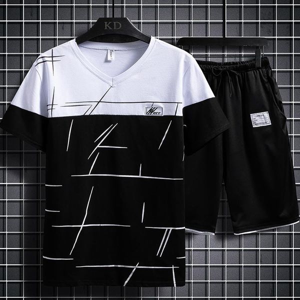 men's tracksuits teenage suit fashion summer casual cotton t-shirt short sleeves trousers printed round collar two comfortable set, Gray
men's tracksuits teenage suit fashion summer casual cotton t-shirt short sleeves trousers printed round collar two comfortable set, Gray