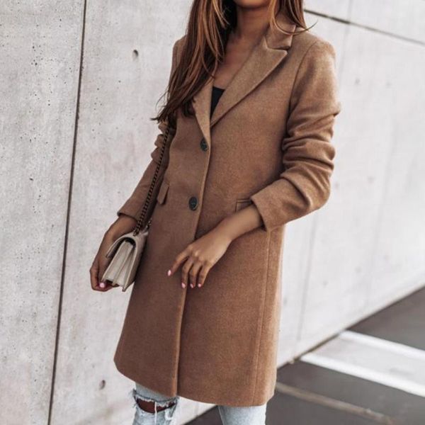 women's wool & blends stylish long sleeve two buttons women coat classic autumn winter flap pockets lapel warm woolen ladies clothing, Black
women's wool & blends stylish long sleeve two buttons women coat classic autumn winter flap pockets lapel warm woolen ladies clothing, Black