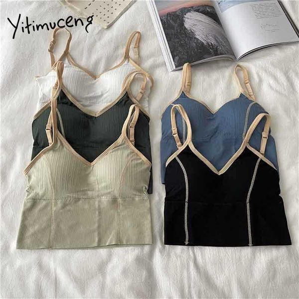 yitimuceng crop women sports streetwear short cami fashion spaghetti strap tank white blue black green summer 210601
yitimuceng crop women sports streetwear short cami fashion spaghetti strap tank white blue black green summer 210601