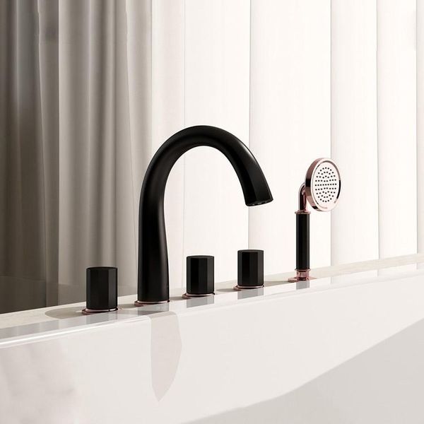 luxury 5 holes brass bathroom bathtub faucet complete set fashion cold mixer shower faucet set--black rose gold
luxury 5 holes brass bathroom bathtub faucet complete set fashion cold mixer shower faucet set--black rose gold