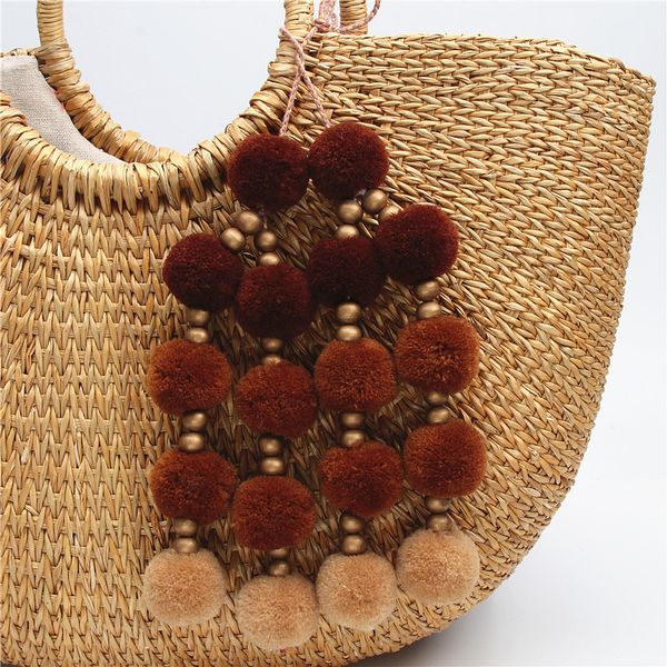 1pc brown pompom bag charms with wood beads keyring women handbag accessorise boho jewelry e1861, Silver
1pc brown pompom bag charms with wood beads keyring women handbag accessorise boho jewelry e1861, Silver