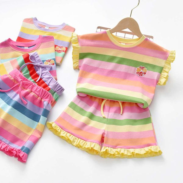girls' suit summer korean striped thin 2-piece set children's foreign style shorts fashion, White
girls' suit summer korean striped thin 2-piece set children's foreign style shorts fashion, White