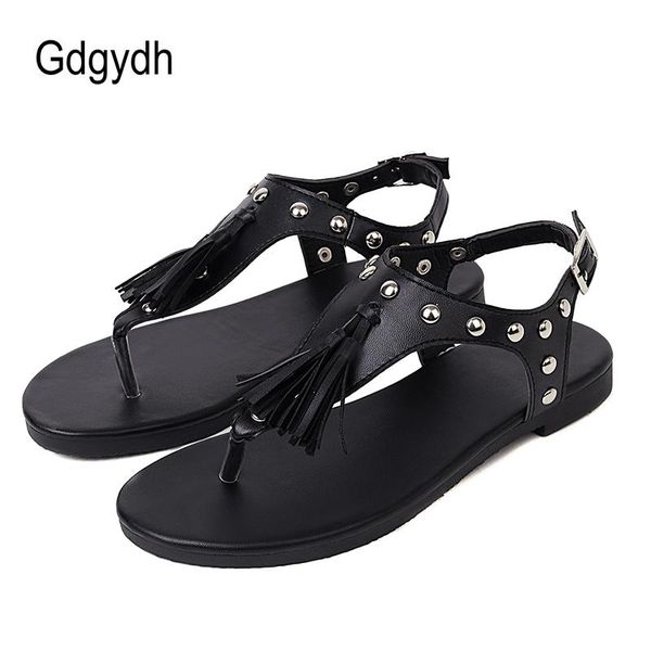 sandals gdgydh summer women flat heels flip flops female soft pu tassel rivets ladies flats ankle strap buckles plus sizes 35-43, Black
sandals gdgydh summer women flat heels flip flops female soft pu tassel rivets ladies flats ankle strap buckles plus sizes 35-43, Black