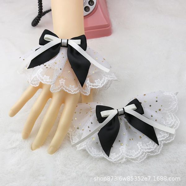 charm bracelets women lolita hand sleeve wrist cuffs sweet ruffled lace multicolor bowknot maid bracelet for party, Golden;silver
charm bracelets women lolita hand sleeve wrist cuffs sweet ruffled lace multicolor bowknot maid bracelet for party, Golden;silver