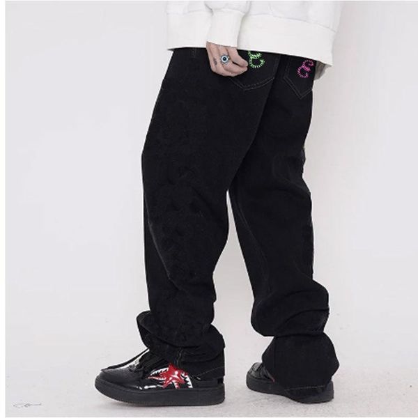 men's jeans fashion high street wear washed printed denim long trousers hip hop wide leg straight pants, Blue
men's jeans fashion high street wear washed printed denim long trousers hip hop wide leg straight pants, Blue