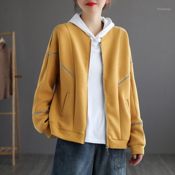 women's jackets spring and autumn short jacket casual loose long sleeve collared baseball solid color stitched, Black;brown
women's jackets spring and autumn short jacket casual loose long sleeve collared baseball solid color stitched, Black;brown