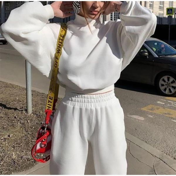women's two piece pants women casual fleece set 2021 autumn oversize tracksuit long sleeve turtleneck cropped sweatshirt and pencil pan, White
women's two piece pants women casual fleece set 2021 autumn oversize tracksuit long sleeve turtleneck cropped sweatshirt and pencil pan, White