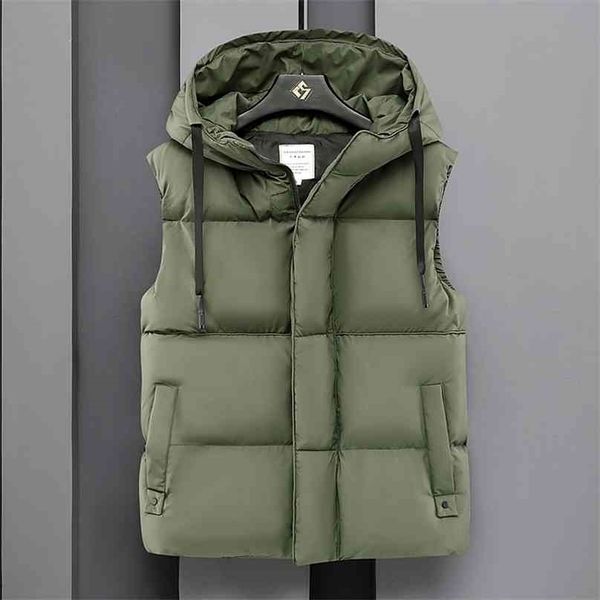 autumn winter men's casual hooded vest solid sleeveless jacket male thick warm waistcoat zipper vests with pockets outerwear 210925, Black;white
autumn winter men's casual hooded vest solid sleeveless jacket male thick warm waistcoat zipper vests with pockets outerwear 210925, Black;white