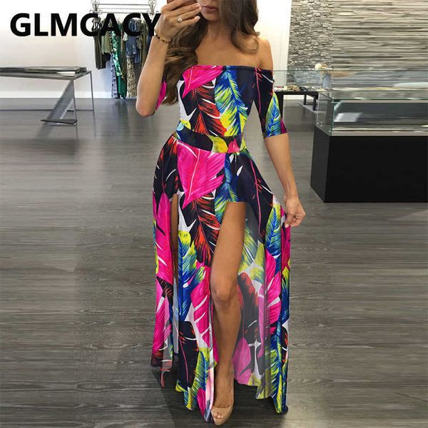 short sleeve off shoulder tropical printed dress high slit beach party maxi dress 210702, Black;gray
short sleeve off shoulder tropical printed dress high slit beach party maxi dress 210702, Black;gray