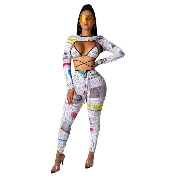 fashion newspaper print long sleeve 3 piece set bandage pant matching sets fall club outfits for woman d36-aa89, White
fashion newspaper print long sleeve 3 piece set bandage pant matching sets fall club outfits for woman d36-aa89, White