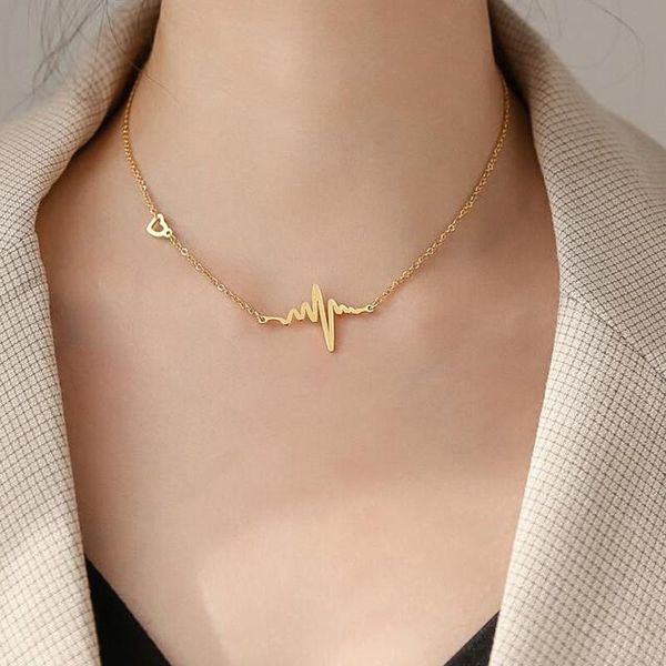 pendant necklaces individuality valentines gift fashion gold color heartbeat necklace titanium steel jewelry woman never fade, Silver
pendant necklaces individuality valentines gift fashion gold color heartbeat necklace titanium steel jewelry woman never fade, Silver