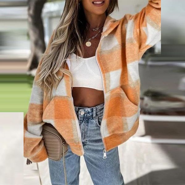 women's jackets women casual plaid loose outwear 2021 autumn winter long sleeve warm hooded coat fashion zipper jacket ladies, Black;brown
women's jackets women casual plaid loose outwear 2021 autumn winter long sleeve warm hooded coat fashion zipper jacket ladies, Black;brown