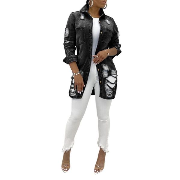 women's jackets black hollow tassel denim long jacket women coats fashion street hole pockets jean plus size woman clothing 2021 sj6444, Black;brown
women's jackets black hollow tassel denim long jacket women coats fashion street hole pockets jean plus size woman clothing 2021 sj6444, Black;brown