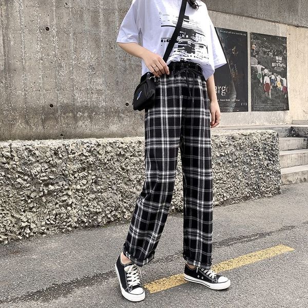korean style wide leg pants women thin summer plaid pants plus size women trousers oversized checkered pants high waist, Black;white
korean style wide leg pants women thin summer plaid pants plus size women trousers oversized checkered pants high waist, Black;white