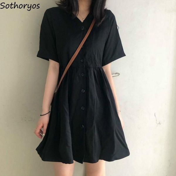 casual dresses women short sleeve black v-neck summer daily students harajuku all-match button up korean party stylish vestido, Black;gray
casual dresses women short sleeve black v-neck summer daily students harajuku all-match button up korean party stylish vestido, Black;gray