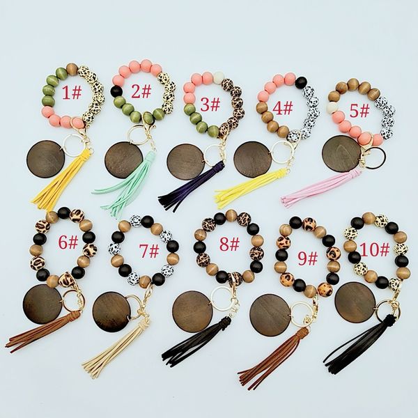 leopard wooden bead bracelet keychain with tassel wristband bangle key chain, Silver
leopard wooden bead bracelet keychain with tassel wristband bangle key chain, Silver
