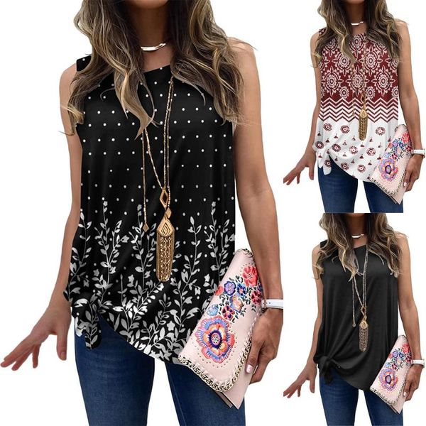 women's blouses & shirts summer fashio solid color/print side knotted sleeveless o-neck top, White
women's blouses & shirts summer fashio solid color/print side knotted sleeveless o-neck top, White