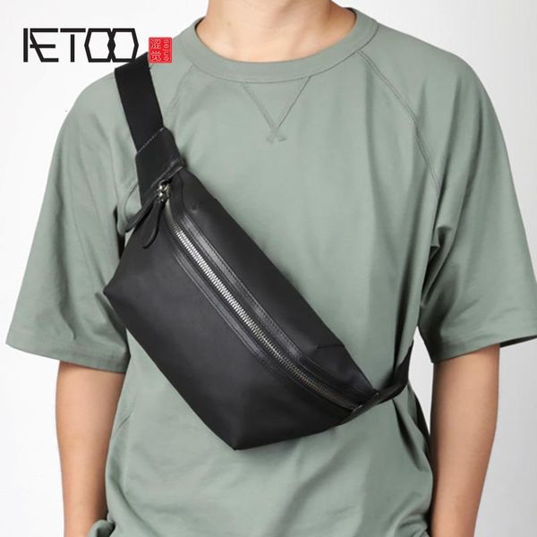 

HBP AETOO Men's Trendy Leather Shoulder Bag, Casual Leather Crossbody Bag, Black