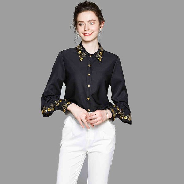 women spring designer vintage floral embroidery blouse shirt female black office casual chemise womens elegant blouses 210525, White
women spring designer vintage floral embroidery blouse shirt female black office casual chemise womens elegant blouses 210525, White
