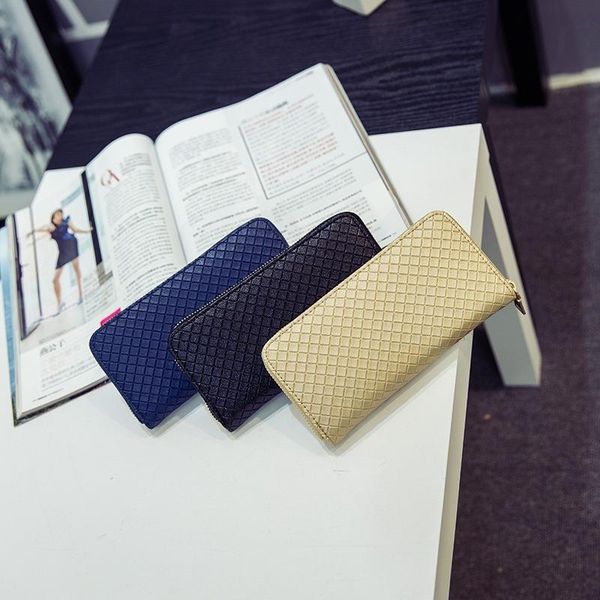 wallets pu weave pattern long ladies zip wallet clutch bag phone multicolor high quality, Red;black 
wallets pu weave pattern long ladies zip wallet clutch bag phone multicolor high quality, Red;black