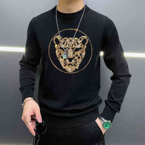 men's casual winter tight sweater, gold leopard and diamond pattern, 5xl large, new in 2021, White;black
men's casual winter tight sweater, gold leopard and diamond pattern, 5xl large, new in 2021, White;black