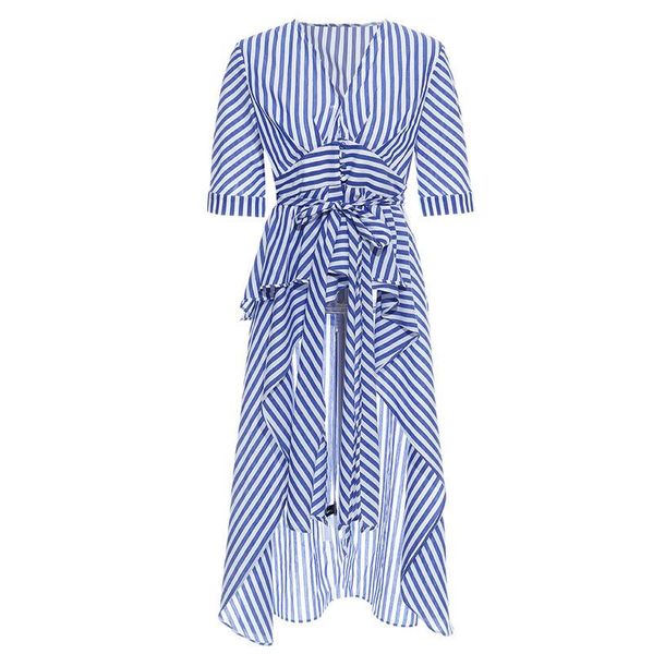 women's blouses & shirts striped women short and long design v-neck irregular shirt dress half sleeve blouse, White
women's blouses & shirts striped women short and long design v-neck irregular shirt dress half sleeve blouse, White