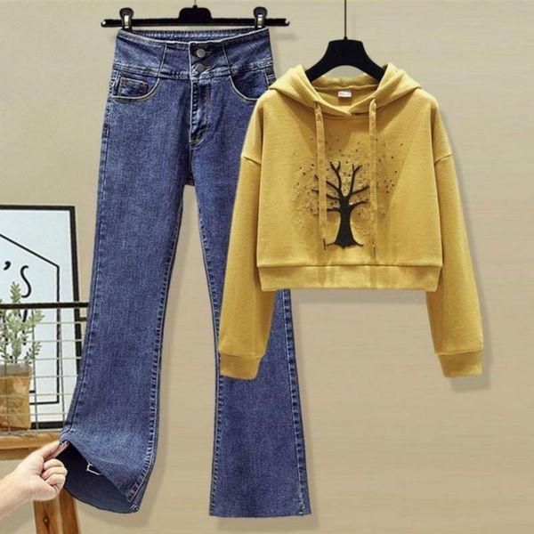 women's two piece pants 2021 women autumn winter causal set lady hooded print + high waist denim flare pant 2 female loose slim suit i, White
women's two piece pants 2021 women autumn winter causal set lady hooded print + high waist denim flare pant 2 female loose slim suit i, White